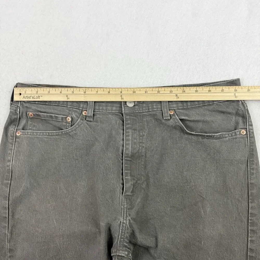 Levis 505 Jeans Mens Size 38X29 Gray Regular Fit Straight Medium Wash Denim
